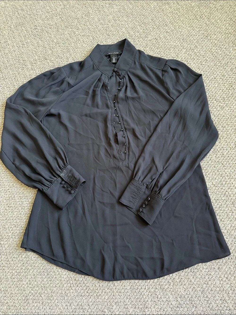 White House Black Market Long-Sleeve Button-Accent Shirt